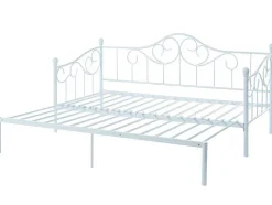 Uitschuifbare Bedbank Sebille - Metaal - 2 X 90 X 200 Cm Of 180 X 200 Cm - Wit - Optie Matras