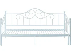 Uitschuifbare Bedbank Sebille - Metaal - 2 X 90 X 200 Cm Of 180 X 200 Cm - Wit - Optie Matras
