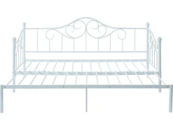 Uitschuifbare Bedbank Sebille - Metaal - 2 X 90 X 200 Cm Of 180 X 200 Cm - Wit - Optie Matras