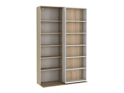 Uitschuifbare Boekenkast Prali - 18 Nissen - Wit En Eiken