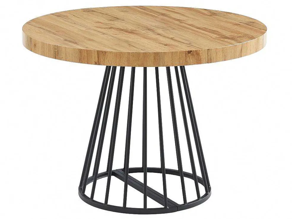 Uitschuifbare Eettafel 2 Tot 12 Plaatsen Van Mdf En Staal - Naturel En Zwart - Firela
