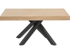 Uitschuifbare Eettafel 6 Tot 10 Plaatsen Van Mdf En Hevea - Naturel En Zwart - Catonav
