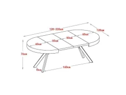 Uitschuifbare Eettafel 4 Tot 8 Plaatsen Van Mdf En Staal - Wit Gelakt En Zwart - Komoni