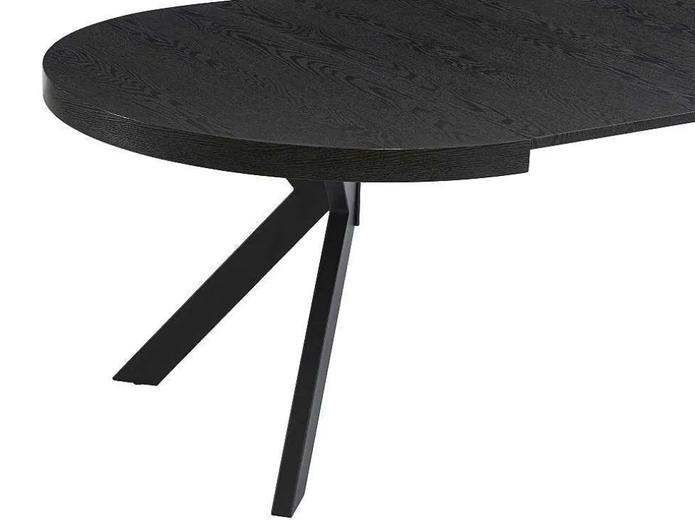 Uitschuifbare Eettafel 4 Tot 8 Personen Mdf En Staal Zwart Komoni