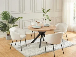 Uitschuifbare Eettafel 4 Tot 8 Plaatsen Van Mdf En Staal - Naturel En Zwart - Komoni