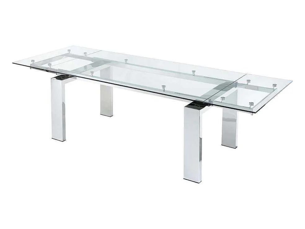 Uitschuifbare Eettafel Lubana - Gehard Glas En Metaal - 8 Tot 10 Personen