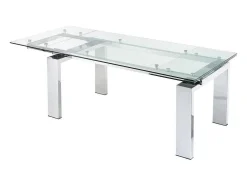 Uitschuifbare Eettafel Lubana - Gehard Glas En Metaal - 8 Tot 10 Personen