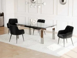 Uitschuifbare Eettafel Lubana - Gehard Glas En Metaal - 8 Tot 10 Personen