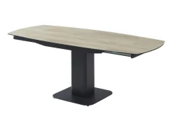 Uitschuifbare Eettafel Voor 4 Tot 8 Personen In Keramiek, Gehard Glas, Metaal En Mdf - Lichte Houtlook En Zwart - Taloza
