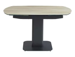 Uitschuifbare Eettafel Voor 4 Tot 8 Personen In Keramiek, Gehard Glas, Metaal En Mdf - Lichte Houtlook En Zwart - Taloza