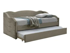 Uitschuifbare Slaapbank 2 X 90 X 190 Cm - Velours - Beige + Matras - Lenvia