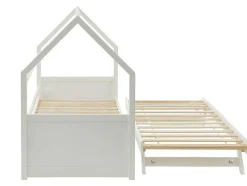 Uitschuifbed 2 X 90 X 190 Cm - Grenen - Wit + Matras - Hurra