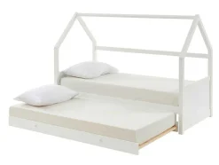 Uitschuifbed 2 X 90 X 190 Cm - Grenen - Wit + Matras - Hurra