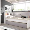 Uitschuifbed Met Slaaplade - 90 X 200 En 90 X 190 Cm - Wit En Grijs - Losiana