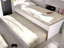 Uitschuifbed Met Slaaplade - 90 X 200 En 90 X 190 Cm - Wit En Grijs - Losiana