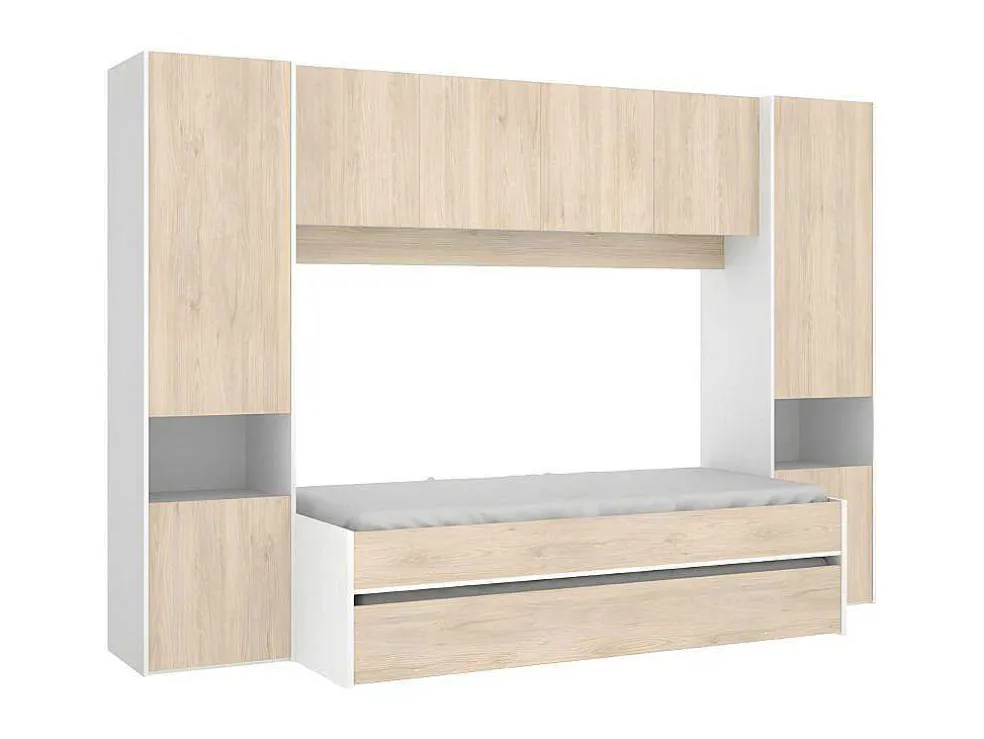 Uitschuifbed Selena - 90 X 190 Cm - Kleur: Eiken En Wit