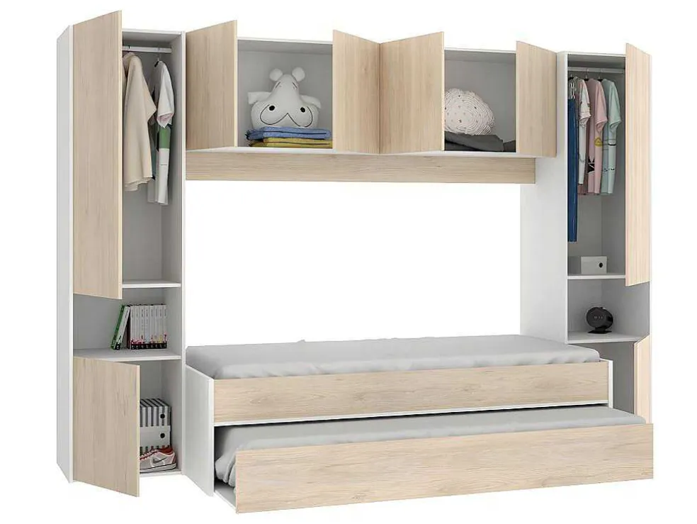 Uitschuifbed Selena - 90 X 190 Cm - Kleur: Eiken En Wit