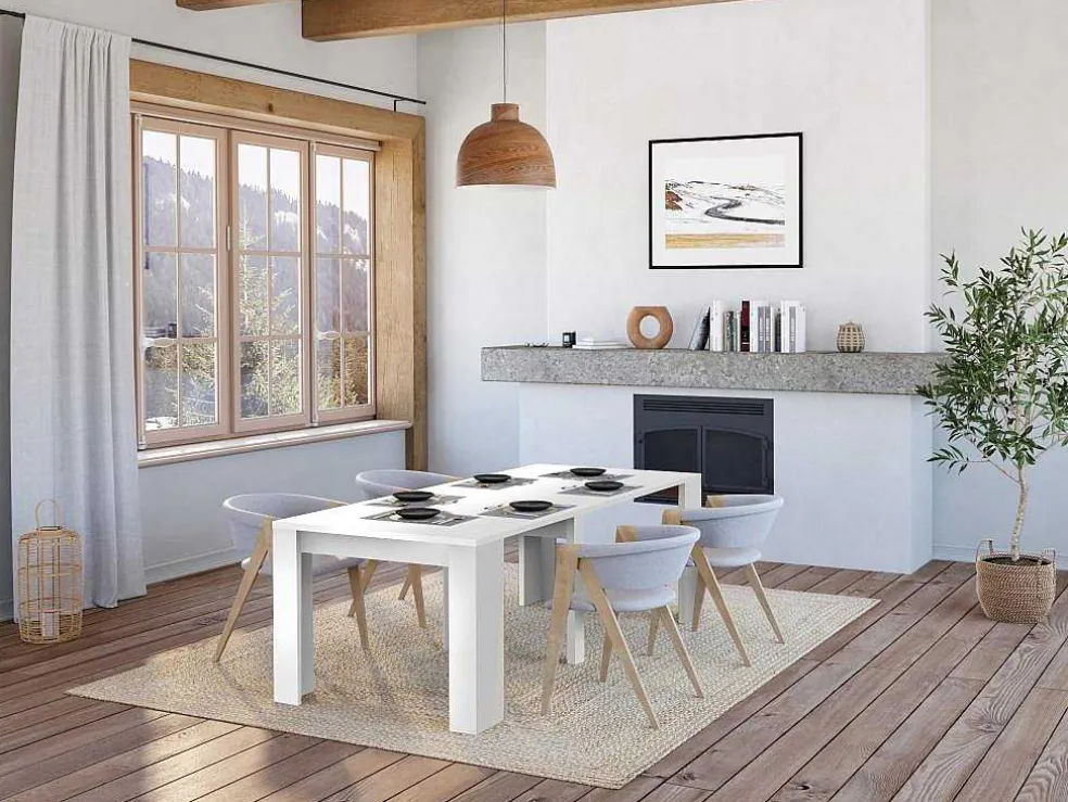 Uittrekbare Sidetabletafel Onega - 10 Personen - 4 Verlengstukken - Kleur: Wit