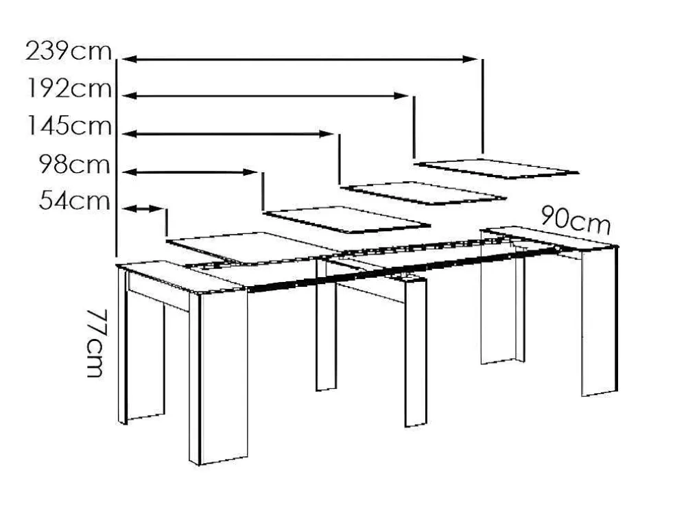 Uittrekbare Sidetabletafel Onega - 10 Personen - 4 Verlengstukken - Kleur: Wit