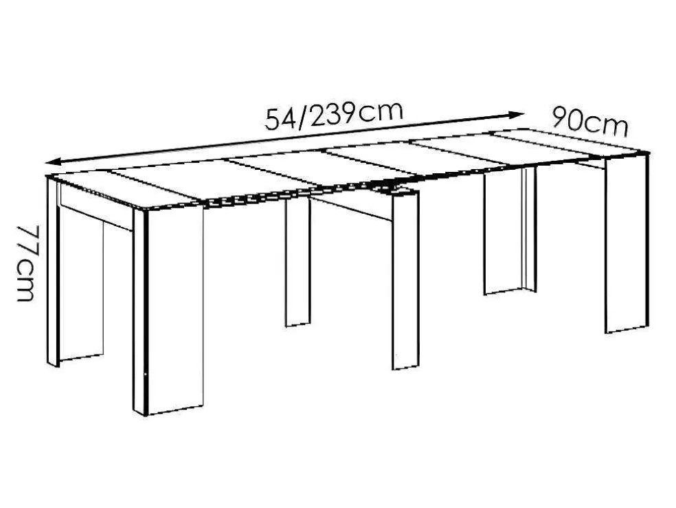 Uittrekbare Sidetabletafel Onega - 10 Personen - 4 Verlengstukken - Kleur: Wit