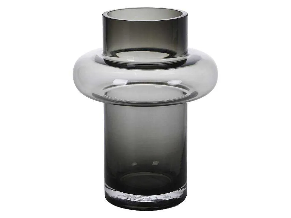 Vaas Van Getint Glas - D16,5 X H25 Cm - Glas - Gerookt Grijs - Valoit