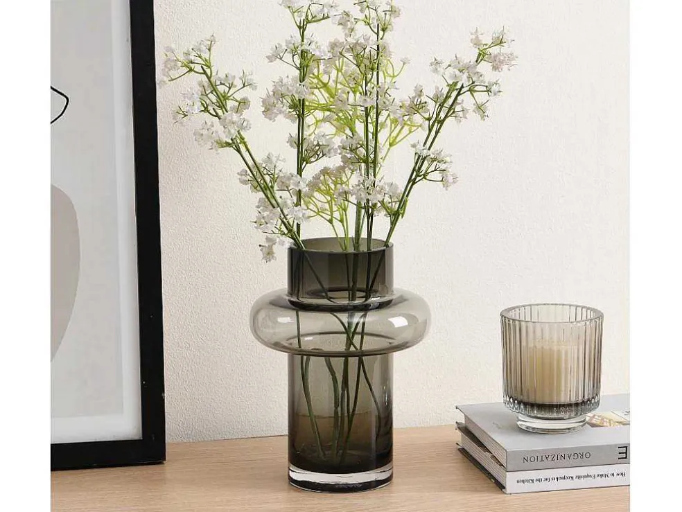 Vaas Van Getint Glas - D16,5 X H25 Cm - Glas - Gerookt Grijs - Valoit
