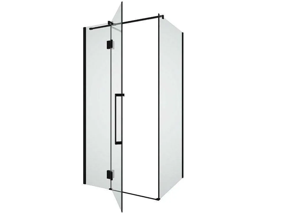 Vast Douchescherm Met Matzwarte Taatsdeur In Industriele Stijl - 80 X 100 X 190 Cm - Princeton