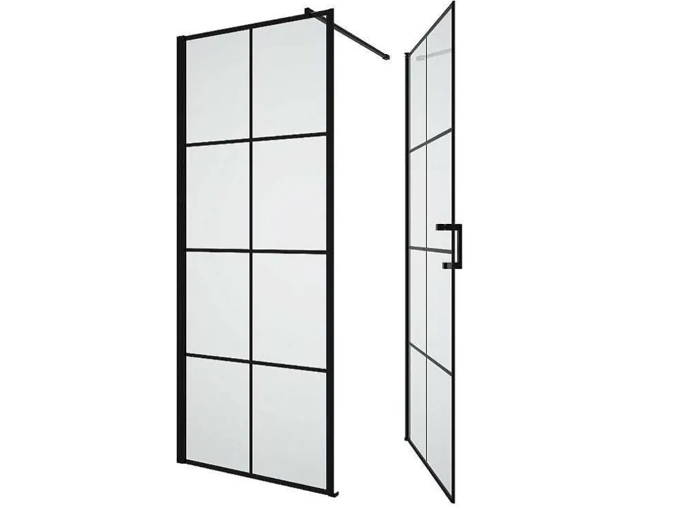 Vast Douchescherm Met Matzwarte Taatsdeur - 80 X 80 X 190 Cm - Caparica