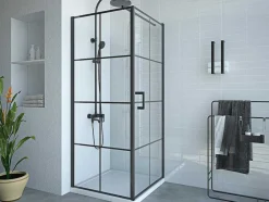 Vast Douchescherm Met Matzwarte Taatsdeur - 80 X 80 X 190 Cm - Caparica