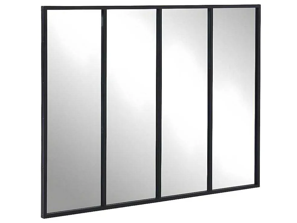 Vensterspiegel Industriele Stijl Dudley - Ijzer - 4 Delen - H120 X B90 Cm