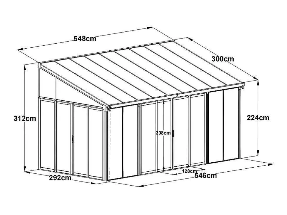 Veranda Van Aluminium En Polycarbonaat Met Uv-Bescherming - 15,8 M - Antraciet - Mathilda