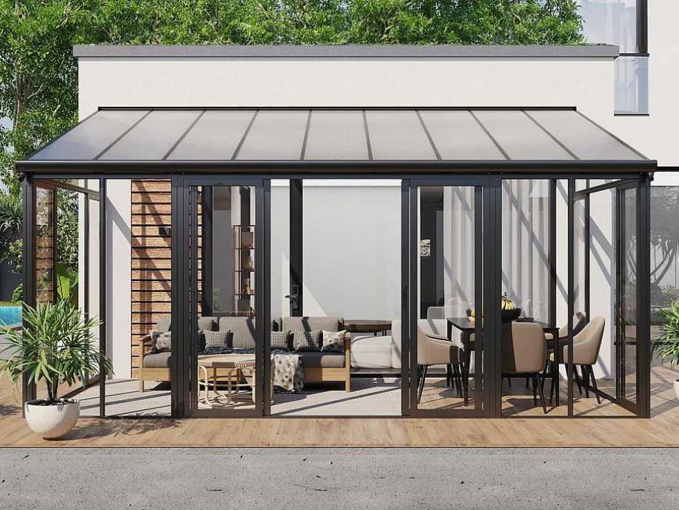 Veranda Van Aluminium En Polycarbonaat Met Uv-Bescherming - 15,8 M - Antraciet - Mathilda