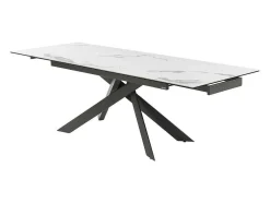 Verlengbare Eettafel 6 Tot 10 Plaatsen Van Keramiek En Metaal - Wit Marmereffect En Antraciet - Corema Van Pascal Morabito