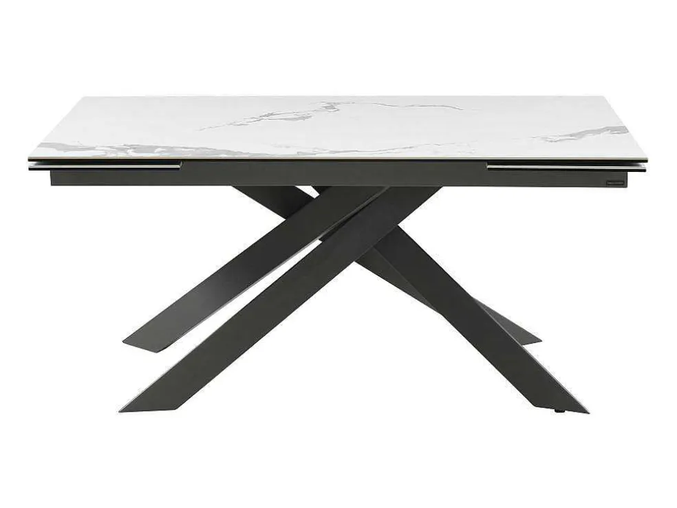 Verlengbare Eettafel 6 Tot 10 Plaatsen Van Keramiek En Metaal - Wit Marmereffect En Antraciet - Corema Van Pascal Morabito