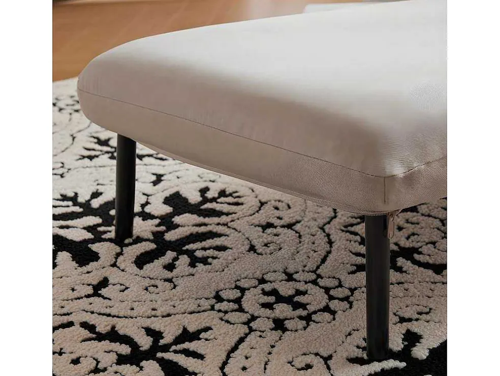 Verstelbare Converteerbare Gewatteerde Fauteuil Van Katoenen Stof - Beige