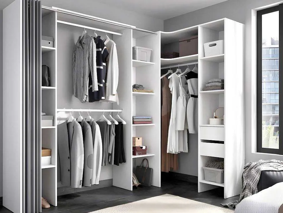 Verstelbare Kledingkast Dorian - L164/234 Cm - Wit En Grijs