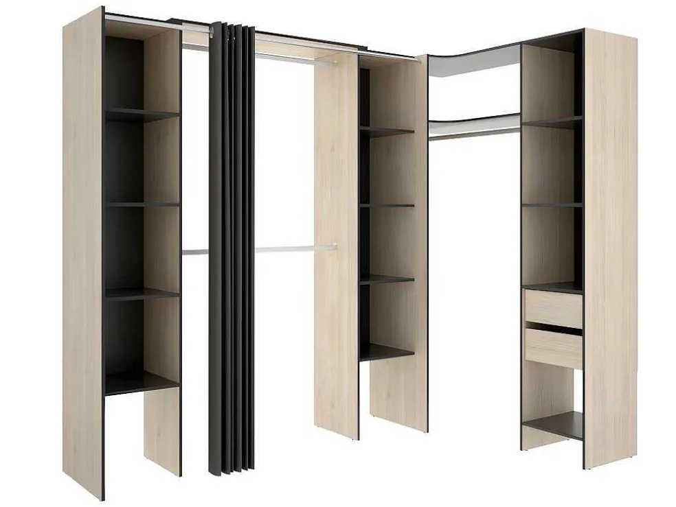 Verstelbare Kledingkast Dorian - L164/234 Cm - Eiken En Antraciet