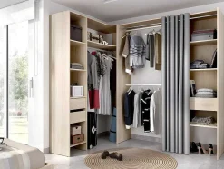 Verstelbare Kledingkast Gontran - L164 / 214 Cm - Eiken En Grijs