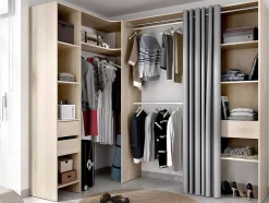 Verstelbare Kledingkast Gontran - L164 / 214 Cm - Eiken En Grijs