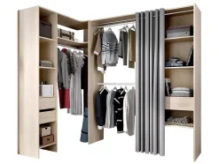 Verstelbare Kledingkast Gontran - L164 / 214 Cm - Eiken En Grijs