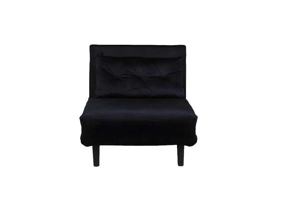 Vicky Slaapbank ,Fauteuil Velours Zwart.