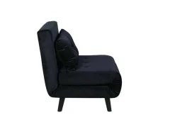 Vicky Slaapbank ,Fauteuil Velours Zwart.