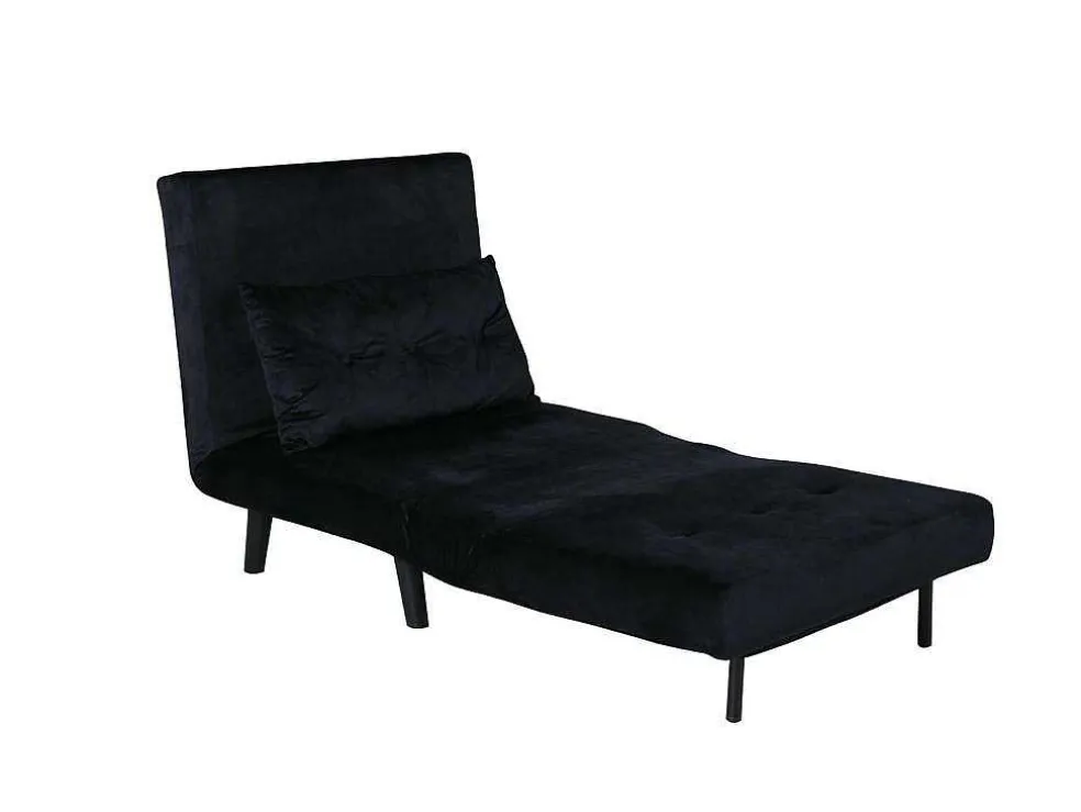 Vicky Slaapbank ,Fauteuil Velours Zwart.