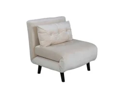 Vicky Slaapbank ,Fauteuil Velours Beige.