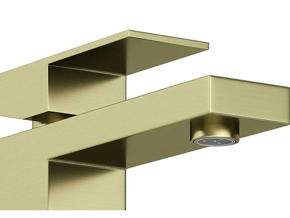 Vierkante Mechanische Mengkraan - H15,7 Cm - Goud Met Satijnglans - Vipava
