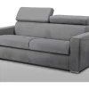 Vierzits Express Slaapbank Van Stof Vizir - Grijs - Slaapafmeting Met Brede Latten 160 Cm - Matras 18 Cm