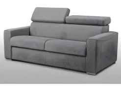 Vierzits Express Slaapbank Van Stof Vizir - Grijs - Slaapafmeting Met Brede Latten 160 Cm - Matras 18 Cm