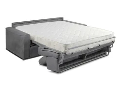 Vierzits Express Slaapbank Van Stof Vizir - Grijs - Slaapafmeting Met Brede Latten 160 Cm - Matras 18 Cm