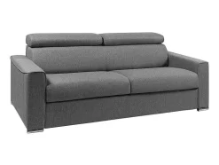 Vierzits Express Slaapbank Van Stof Vizir - Grijs - Slaapafmeting Met Brede Latten 160 Cm - Matras 18 Cm
