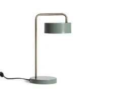 Vintage Staande Lamp Otilie - Metaal - 24 X 16 X 40 Cm - Olijfgroen En Goudkleurig